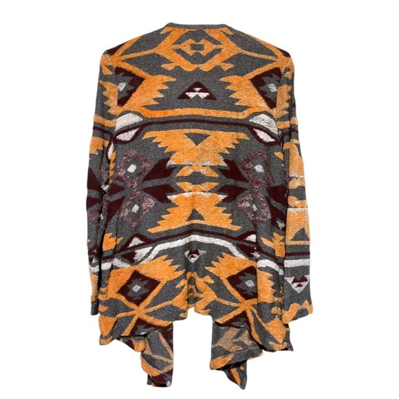 Inc Cozy Southwestern Burnout Fleece Cardigan 2X Oversized Western Open Front - Picture 1 of 7